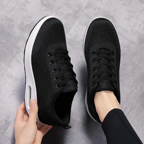 Vista 7 de Hsyooes Zapatos de tenis con cuña para mujer, zapatos deportivos para caminar, tenis ligeros con amortiguación de aire, zapatos de fitness