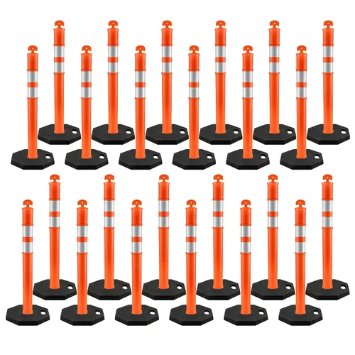 Vista 12 de Xpose Safety Postes de delineador naranja de 45 pulgadas con base, paquete de 3 – parte superior de anillo, banda reflectante de 10 pulgadas, base