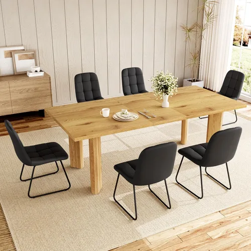 Vista 14 de HIPIHOM 63'' Dining Table for 4-6 People, Oak Table Spacious 63" Dining Table Seats 6 Comfortably, Made with Sturdy MDF in Warm Oak, Easy-Clean