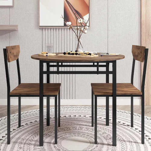 Vista 10 de VilroCaz Juego de mesa de comedor de 7 piezas con marco de metal y escritorio de mármol sintético, juego de mesa de cocina compacto con silla