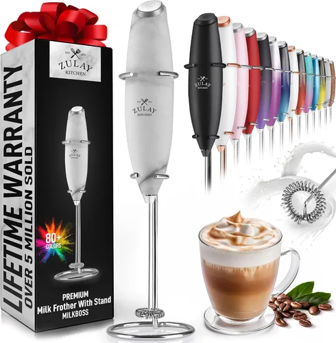 Vista 86 de Zulay Milk Boss Espumador de leche potente manual, hace espuma para latte, batidor para mezclar bebidas, café, miniespumador para capuchino, frappé