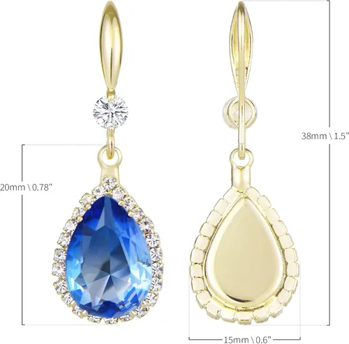 Vista 5 de Linawe Aretes colgantes de diamantes de imitación de cristal de diamantes de imitación de circonita cúbica colgantes, oro de 14 quilates y piedra