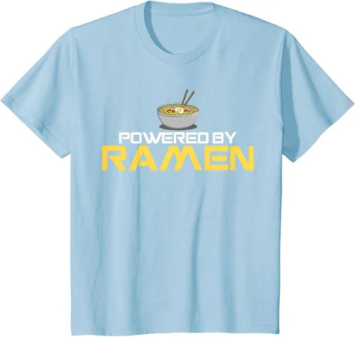 Vista 9 de Camiseta de fideos de anime japoneses Powered By Ramen, Negro, S