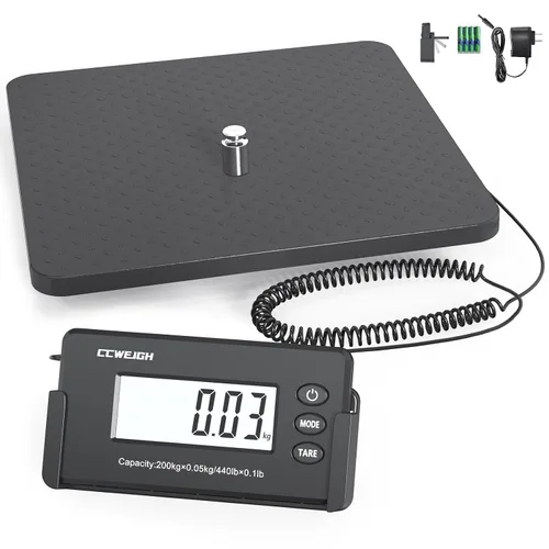 Vista 2 de Básculas de envío de 440 libras x 1 oz, básculas postales de alta precisión, plataforma ultrafina de acrilonitrilo butadieno estireno (ABS) grande