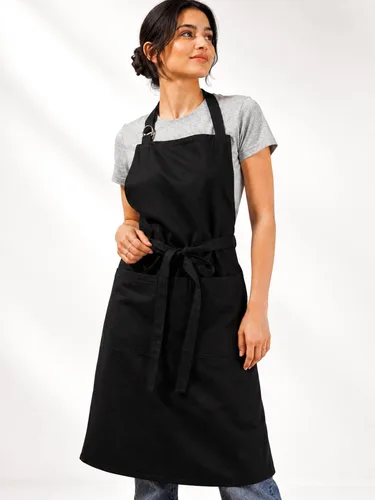 Vista 2 de Delantal de cocina 100% algodón con 2 bolsillos, delantal de chef ajustable para cocinar, hornear barbacoa, delantal unisex