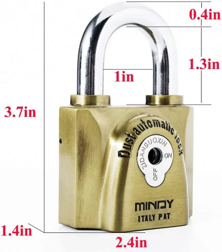 Vista 2 de Mindy Candado con llave resistente al agua de 2.362 in con 4 llaves Hardened Steel Shackle Rust and Corrosion Resistant Pick and Pry Protection
