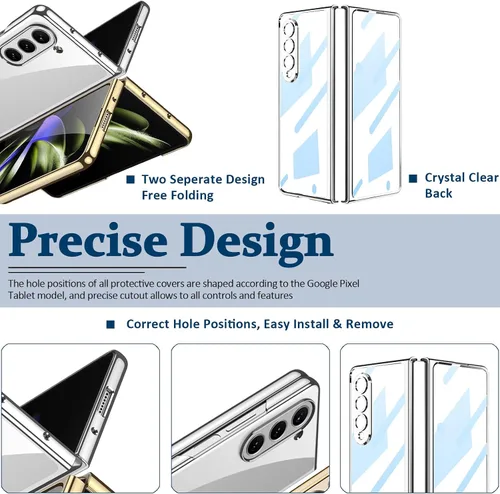 Vista 5 de Miimall Funda compatible con Samsung Galaxy Z Fold 5, parte trasera transparente con policarbonato duro chapado, protección antiarañazos, a prueba