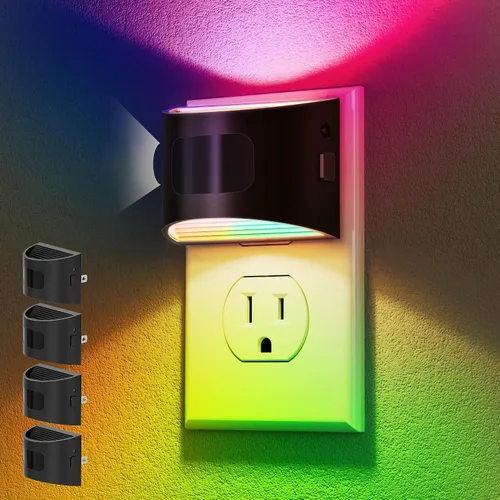 Vista 13 de DORESshop - Luz nocturna con sensor de movimiento, luces nocturnas enchufables a la pared, 3000K Negro