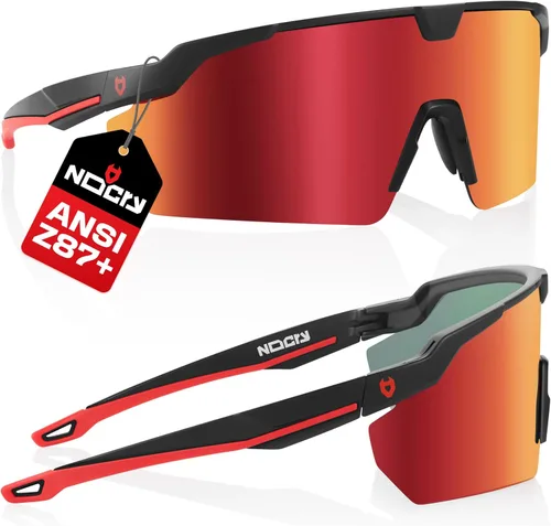 Vista 10 de NoCry Lentes de sol ANSI Z87 para hombres o mujeres con protección contra arañazos y 100% UV, lentes de seguridad teñidas con lentes de alto