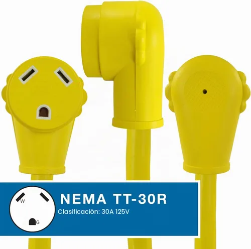 Vista 3 de Conntek RV y Adaptador con 50 Enchufe Macho Amp a RV 30 Amp y 15/20 AMP conector hembra (3-Pies)