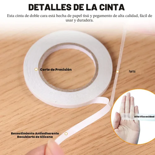 Vista 3 de Cinta de Doble Cara para Manualidades, Cinta de Doble Cara para Artes, Suministros para Álbumes de Recortes, Fotografía, Caja de Regalos, Álbum