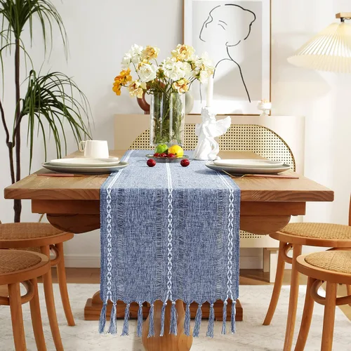 Vista 15 de Chassic - Caminos de mesa estilo granja, rústicos boho de 72 pulgadas de largo para comedor, decoración de mesa para fiestas, vacaciones y bodas, 14