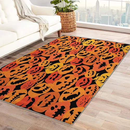 Vista 9 de Alfombra fantasma de 2 x 3 pies, alfombra de área de Halloween, alfombras espeluznantes para entrada, sala de estar, dormitorio, alfombra rosa