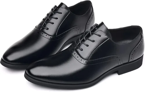 Vista 7 de DADAWEN Zapatos de vestir forrados de cuero para hombre, zapatos formales de negocios clásicos con cordones Oxfords