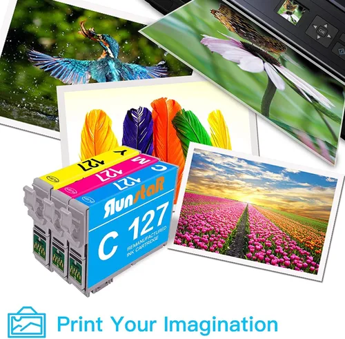 Vista 5 de Run Star Paquete de 3 remanufacturados para cartuchos de tinta 127 T127 de repuesto para Epson 127 T127 Combo uso para impresoras WF-3520 WF-3540