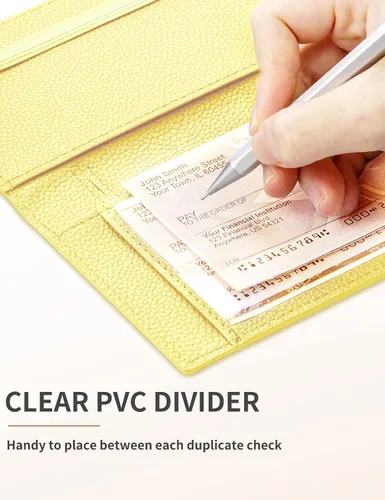 Vista 7 de Zreal Funda para chequera con función de bloqueo RFID para hombres y mujeres, Amarillo, Elegante