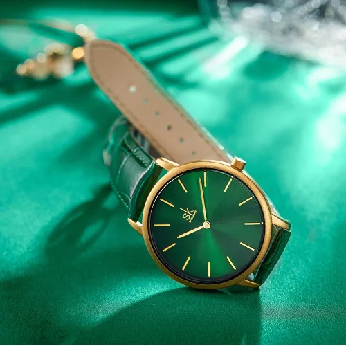 Vista 3 de Creative Simplicity Reloj de mujer de cuero genuino elegante Relojes de mujer Reloj de pulsera de negocios (negro)