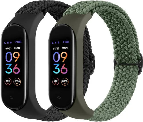 Vista 11 de Meliya Bandas de nailon para Amazfit Band 5 correas de repuesto para mujeres y hombres, paquete de 2 correas deportivas de nailon suave compatibles