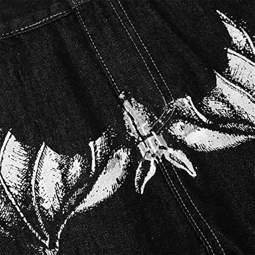Vista 6 de SKYWPOJU Pantalones de mezclilla con bordado de calavera para hombre estilo vintage hip hop de los años 90 con diseño de patineta