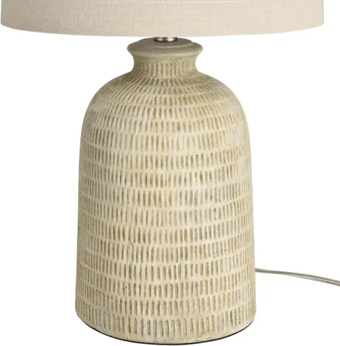 Vista 6 de Nourison Home 24" (61 cm) Lámpara de mesa de granja texturizada en forma de panal color huevo (beige) para mesita de noche, sala de estar, comedor