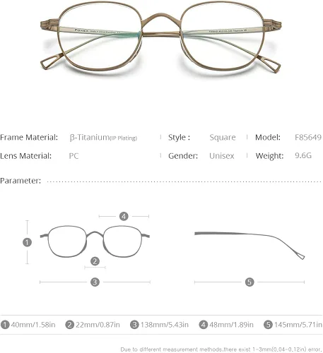 Vista 2 de FONEX Marco de lentes de titanio marco de lentes de miopía redondo retro vintage para mujer