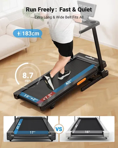 Vista 3 de THERUN Cinta de correr inclinada, cinta de correr con cinta de correr sin Naranja