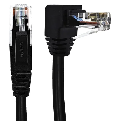Vista 8 de Cable Ethernet Cat 6 de 90 grados en ángulo izquierdo, 3.3 pies, cable de conexión de red RJ45 en ángulo abajo/arriba/derecho/izquierdo, cable