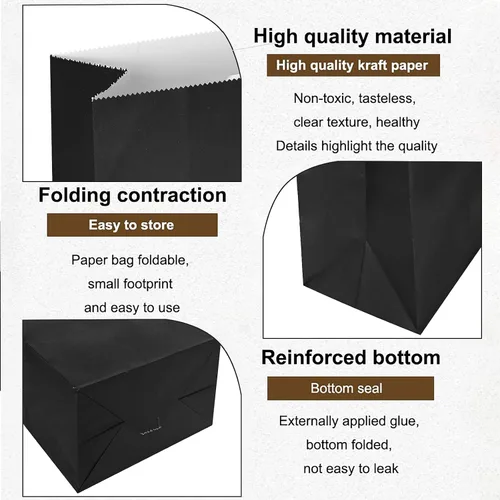 Vista 3 de Bolsas de papel de color brillante mini KEYYOOMY, bolsas de fiesta negras, bolsitas de papel para regalos de fiesta pequeña, bolsa de almuerzo