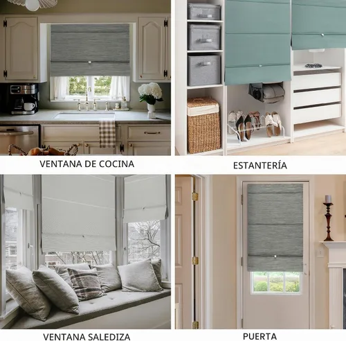 Vista 8 de GoDear Design Persianas Romanas Magnéticas 99.99% Oscuras para Ventanas, Persianas Tejidas Sin Cable para Dormitorio y Sala de Estar, Sin Taladro