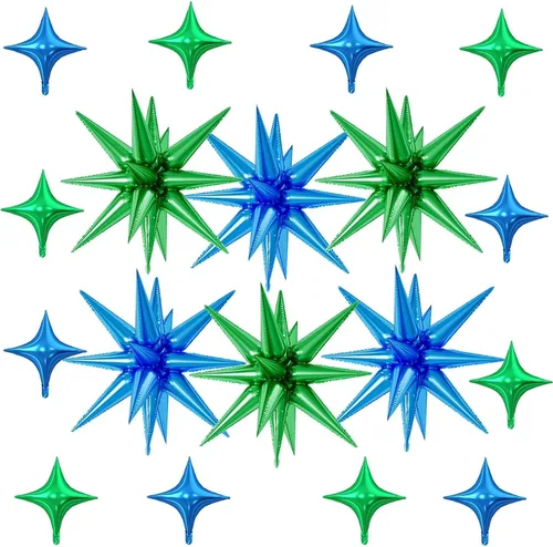 Vista 11 de 18 globos de estrella rosa, globo rosa bebé con 6 globos de estrella en explosión de 22 pulgadas, 12 globos de aluminio de cuatro estrellas