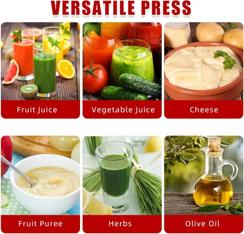Vista 5 de Prensa de frutas y vino de acero inoxidable de 1.32 galones, prensa manual con mango en T, estructura triangular estable para exteriores y cocina