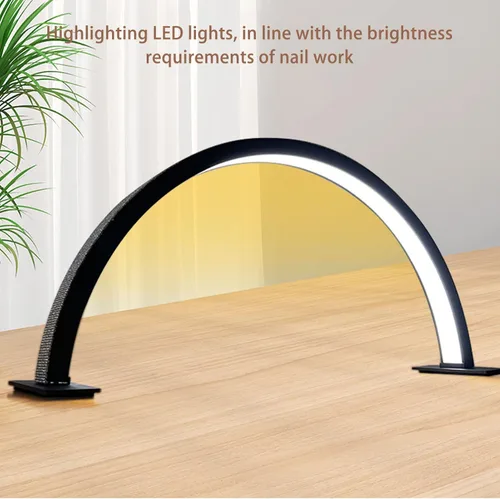 Vista 4 de Lámpara de escritorio para uñas, 35 W, luz LED para uñas, aleación de aluminio, lámpara de media luna regulable para extensiones de pestañas