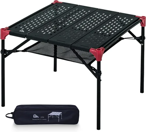 Vista 10 de Mesa plegable extensible, área de mesa grande, ultraligera, compacta con mesa hueca y bolsa de transporte para camping, mochilero, playa, concierto