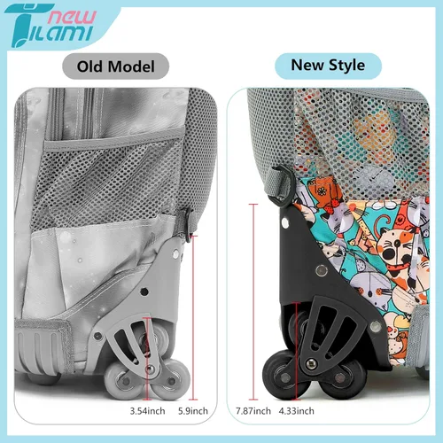 Vista 8 de NEW TILAMI Mochila con ruedas para niñas y niños de 1618 pulgadas, mochila para computadora portátil para niños, mochila escolar de viaje, Gatos