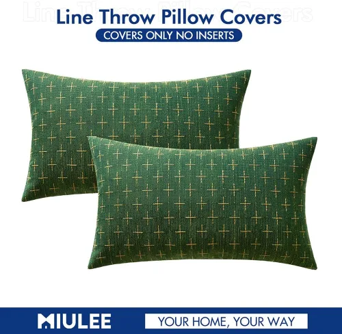 Vista 308 de MIULEE - Juego de 2 fundas de almohada decorativas de lino de arpillera navideñas, modernas, estilo campestre, rústicas, tejidas, con textura