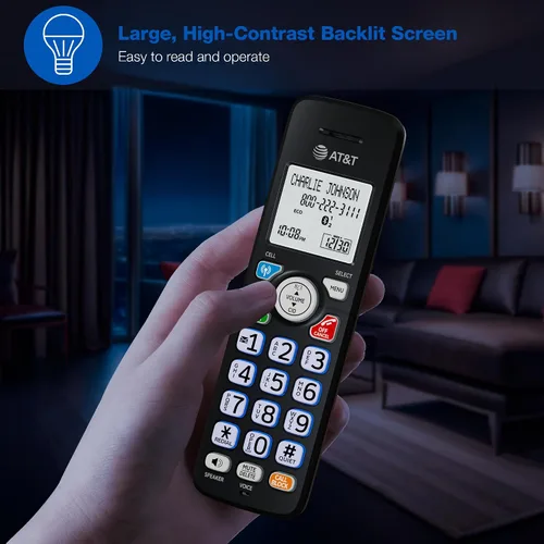 Vista 6 de AT&T Teléfono inalámbrico DECT 6.0 - Bloqueador de llamadas inteligente, Bluetooth conecta a la celda, anuncio de identificación de llamadas
