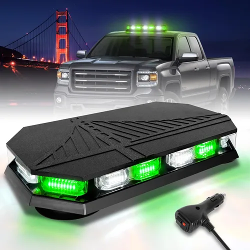 Vista 9 de HLauto Barra de luces estroboscópicas de emergencia 406D en la azotea, 102 LED ámbar mini faro de seguridad intermitente barra de luces de tráfico