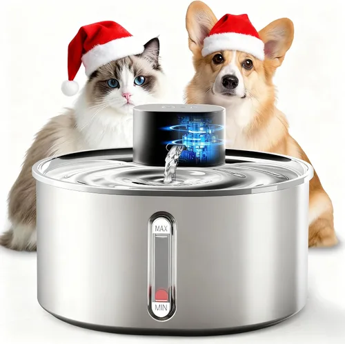 Vista 5 de Anfitrión inteligente para fuente de agua para gatos sin bomba, acero inoxidable, reemplazo ultra silencioso, bajo voltaje DC 5V