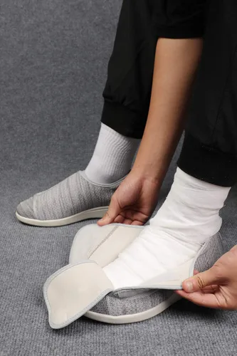 Vista 6 de Zapatos para diabéticos para mujer, zapatos casuales ajustables para caminar, zapatos anchos para ancianos, pies hinchados, antideslizantes