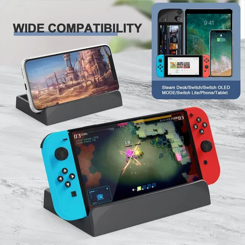Vista 6 de KANG YU Base de soporte plegable para cubierta de vapor, base de soporte antideslizante plegable compatible con Valve Steam Deck, Nintendo Switch