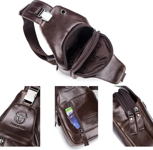 Vista 91 de LUKZIJAES Bolso bandolera de cuero genuino para hombre