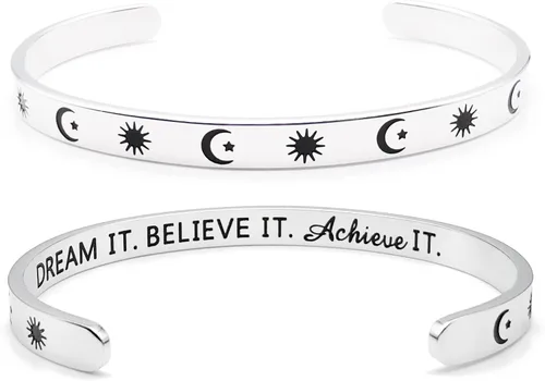 Vista 214 de Pulseras inspiradoras para mujer, joyería de acero inoxidable, con refranes, pulsera motivacional con mensaje oculto, pulseras grabadas para mejor