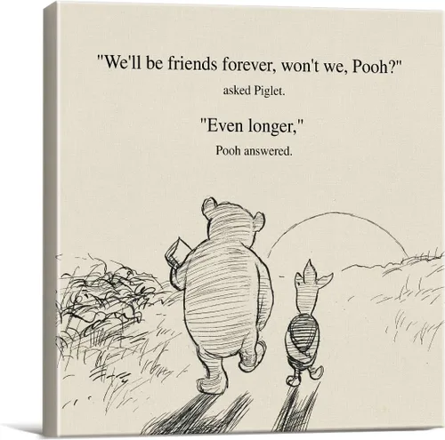 Vista 8 de Arte de pared clásico con cita de Winnie the Pooh, retro, Any Day Spent With You is My Favorite Day Sayings, lienzo, cuadros enmarcados, letrero