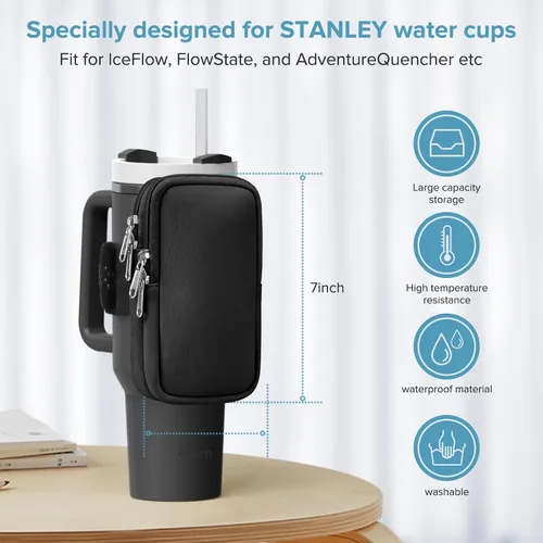 Vista 3 de Bolsa para botella de agua para Stanley Cup de 40 onzas, 30 onzas, bolsa para botella de agua para correr, tarjetas, llaves, teléfono, accesorios