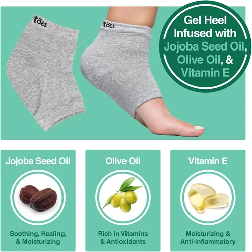 Vista 3 de ZenToes Calcetines hidratantes para tacones secos agrietados, anchos algodón gris