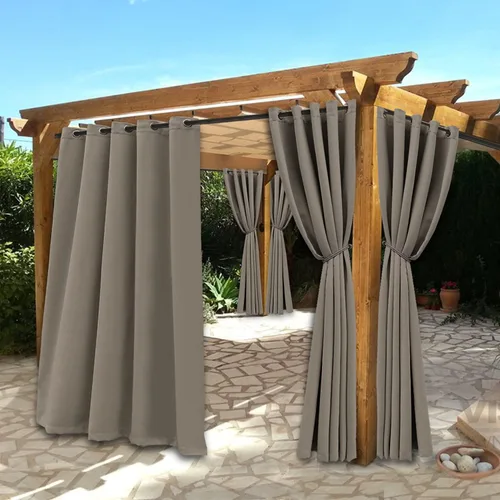 Vista 13 de BONZER Cortinas impermeables para interiores y exteriores para patio - Aislamiento térmico, cortinas opacas con ojales de bloqueo solar