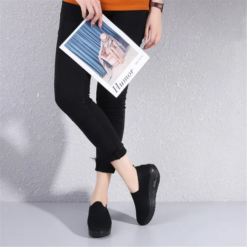 Vista 3 de EnllerviiD Women Nurse Sneakers Platform Sneakers Air Cushion Walking Wedge Sneaker Food Service Shoes Ladies Toning Rocker Shoes