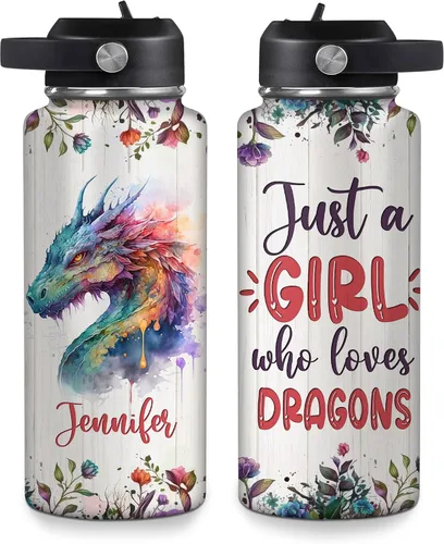Vista 17 de Hyturtle Botella de agua personalizada con diseño de oso – Botella de acero inoxidable aislada de viaje con tapa a prueba de fugas, 18 onzas, 32