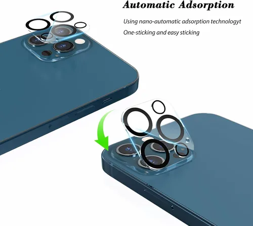 Vista 6 de imluckies Protector de lente de cámara para iPhone 12 Pro Max de 6.7 pulgadas, vidrio templado transparente HD y dureza 9H, compatible con fundas