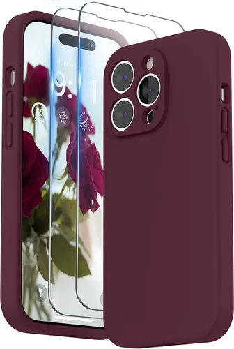Vista 22 de SURPHY Funda diseñada para iPhone 14 Pro Max con protector de pantalla, (con protección de cámara y forro de microfibra suave), funda de silicona